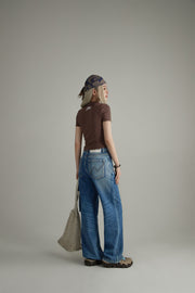 Long Cargo Pockets Wide Jeans