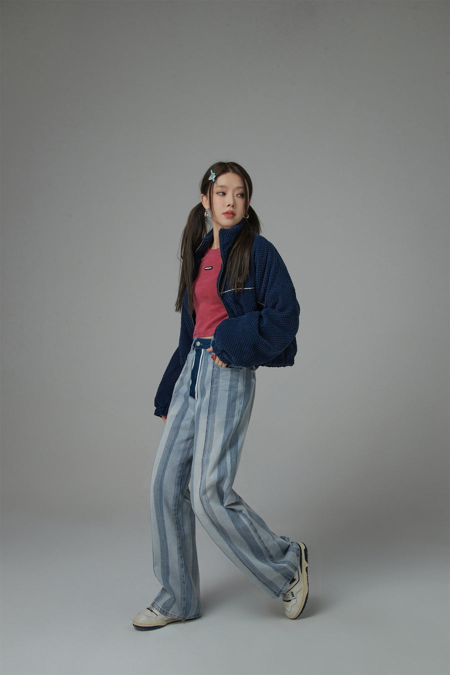 CHUU It Went Just Like This Ribbed Color Block Jeans