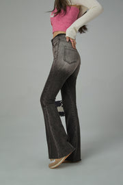 Black Gradient Slimming Flare Jeans