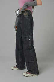 Winter Roadtrip Cargo String Straight Denim Jeans