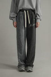 Faux Denim Wide Jogger Pants