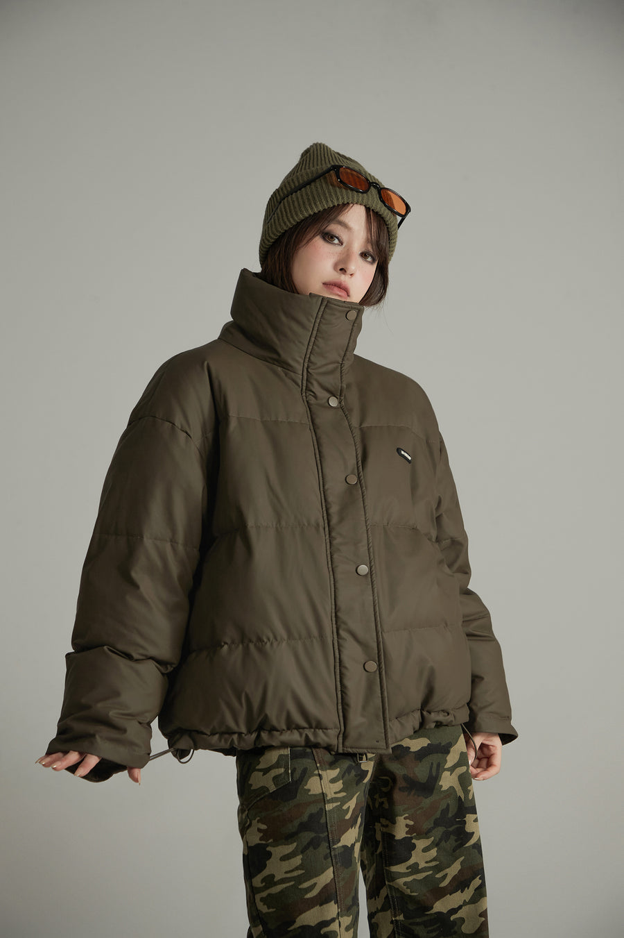 CHUU Simple String Overfit Padded Jacket