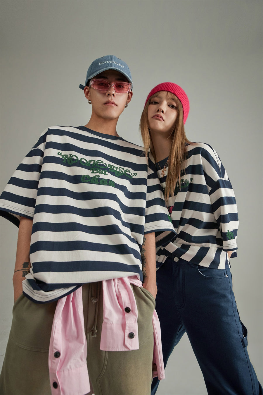 CHUU Striped Oversize T-Shirt