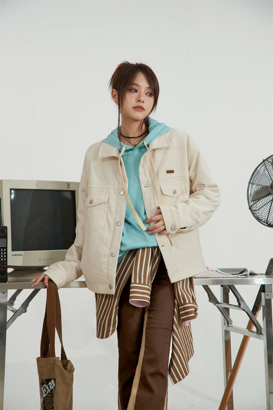 CHUU Collar Button-Up Cotton Corduroy Style Jacket