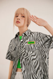 Zebra Print Loosefit Long Shirt