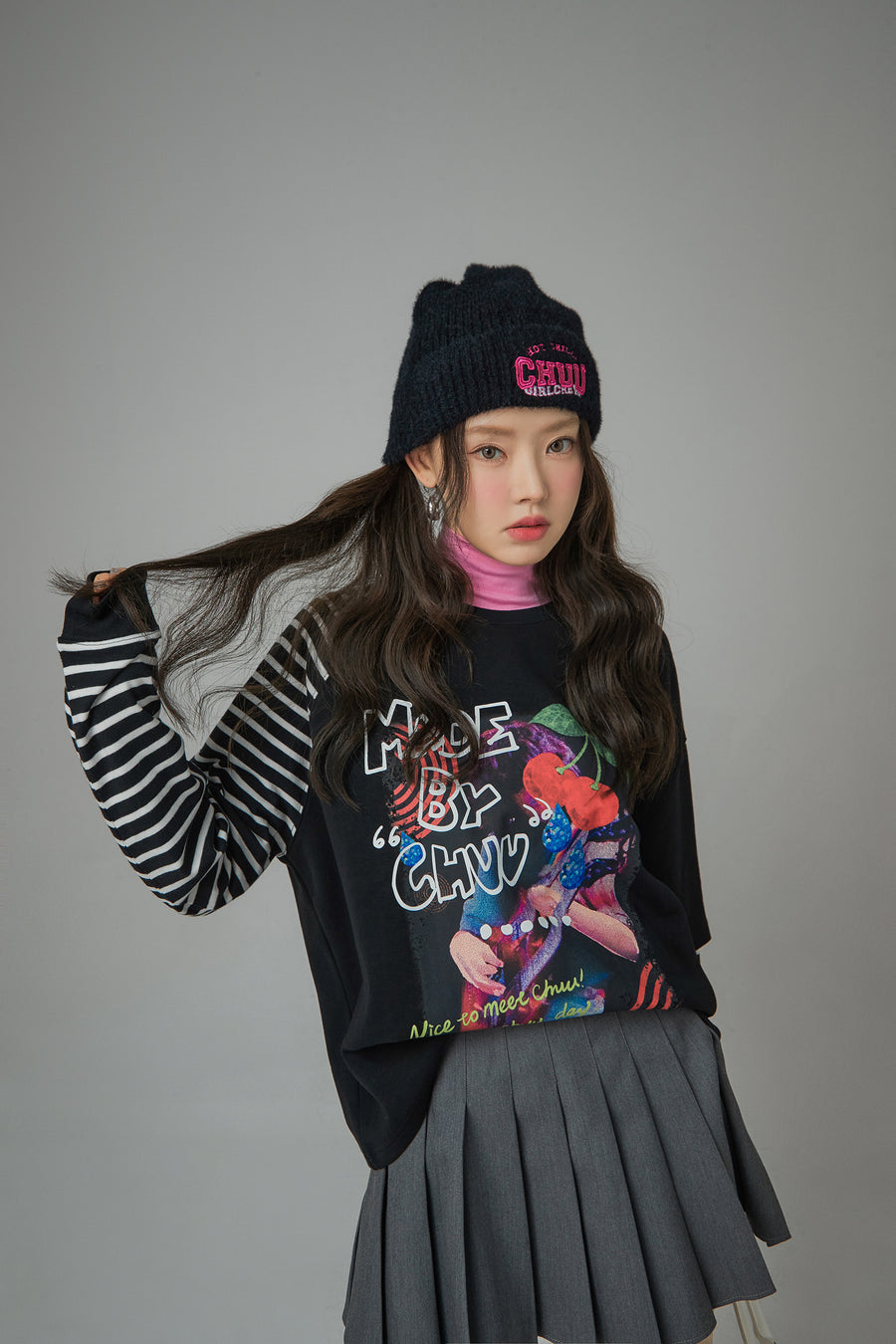 CHUU Cool Girl Stripe Colored T-Shirt