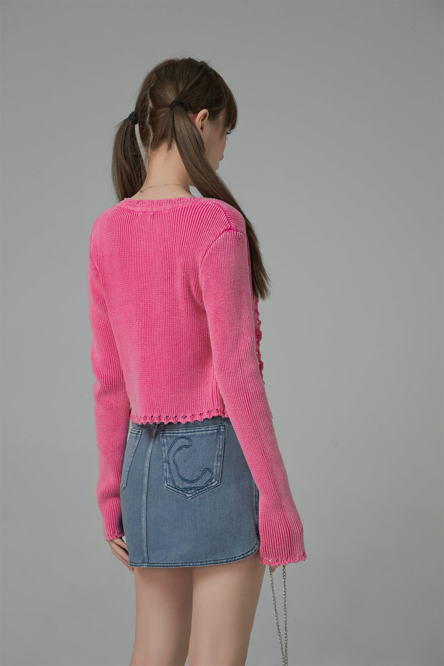 CHUU Fill Hem Ribbed Crop Cardigan