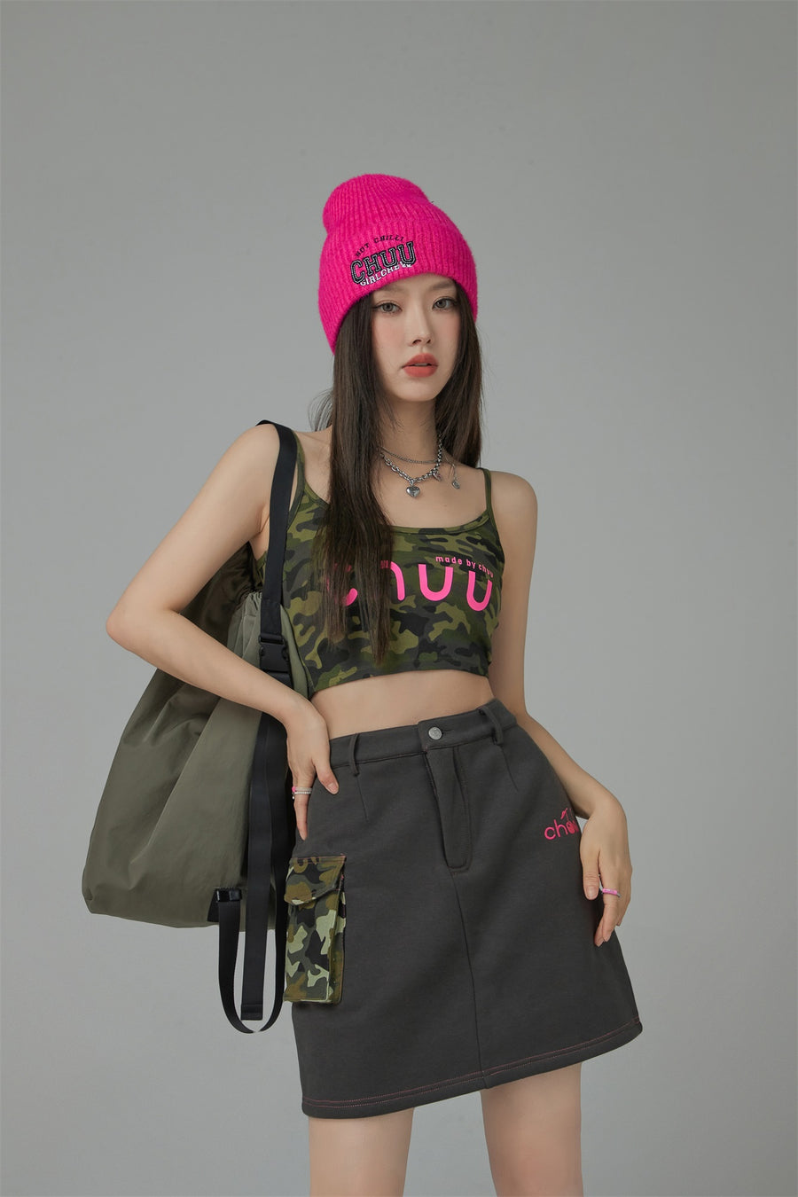 CHUU One Thing About Me High-Waist A-Line Denim Skirt