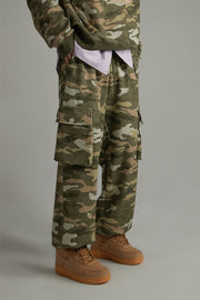 Camo Cargo Wide Cotton Pants