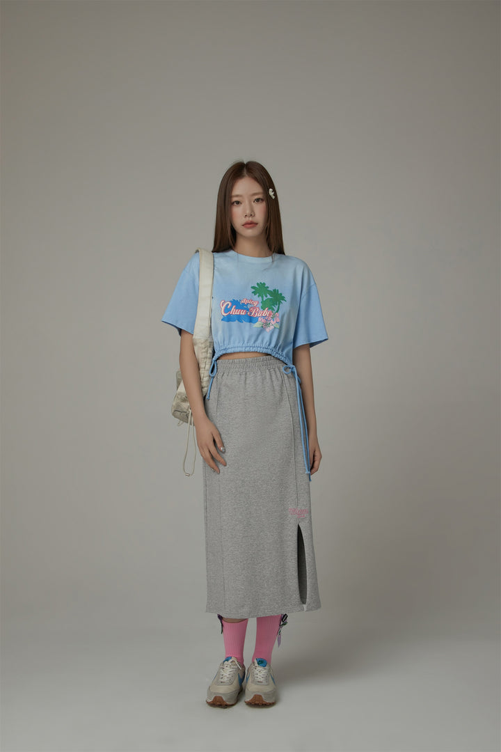 Daily Slit Banding Long Sweat Skirt