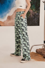 Cowboy Photo Print Straight Pants