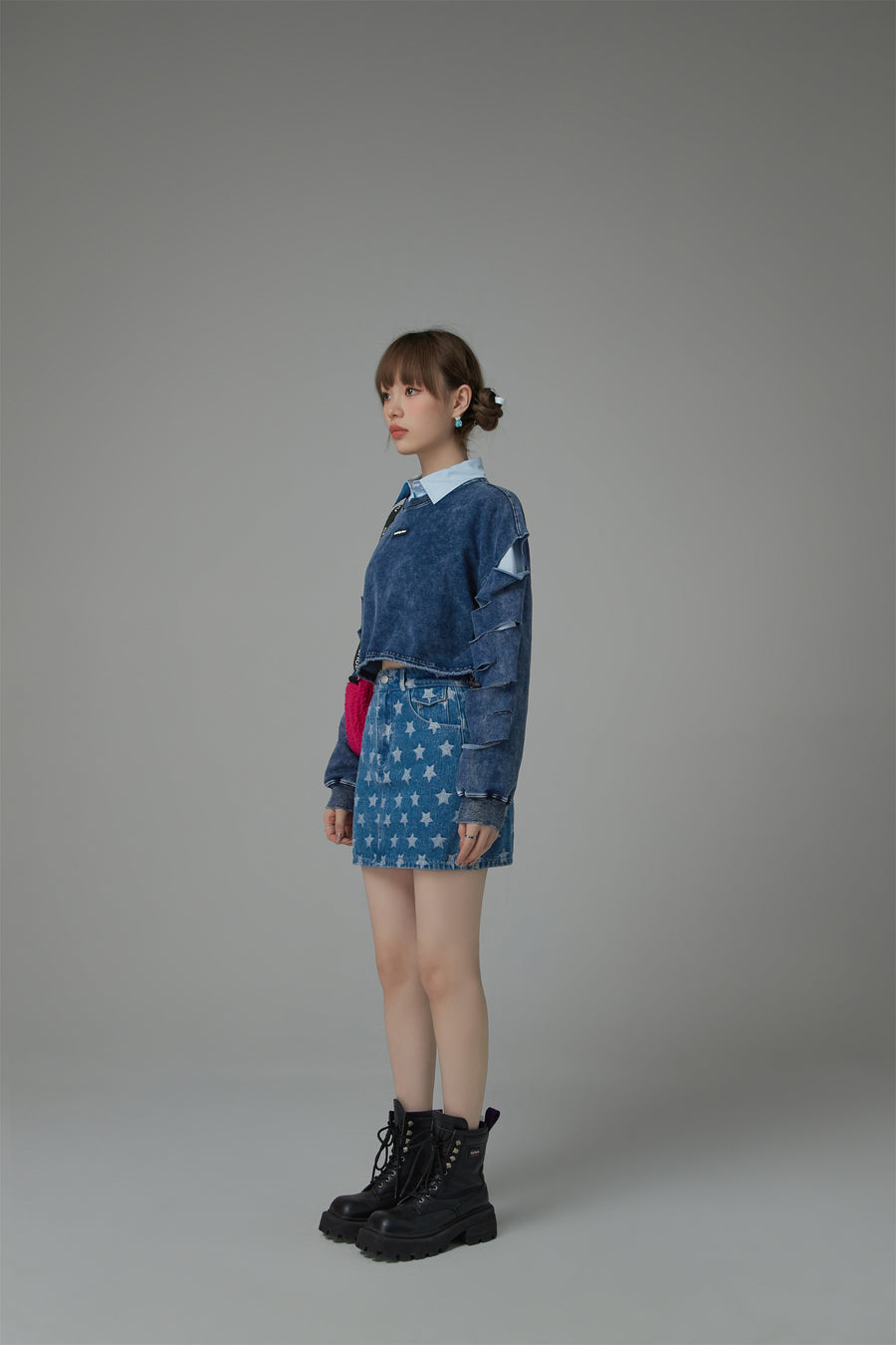 CHUU Star Denim Mini Skirt