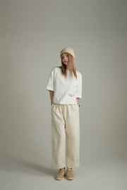 Cotton Ankle Cropped Wide Pants