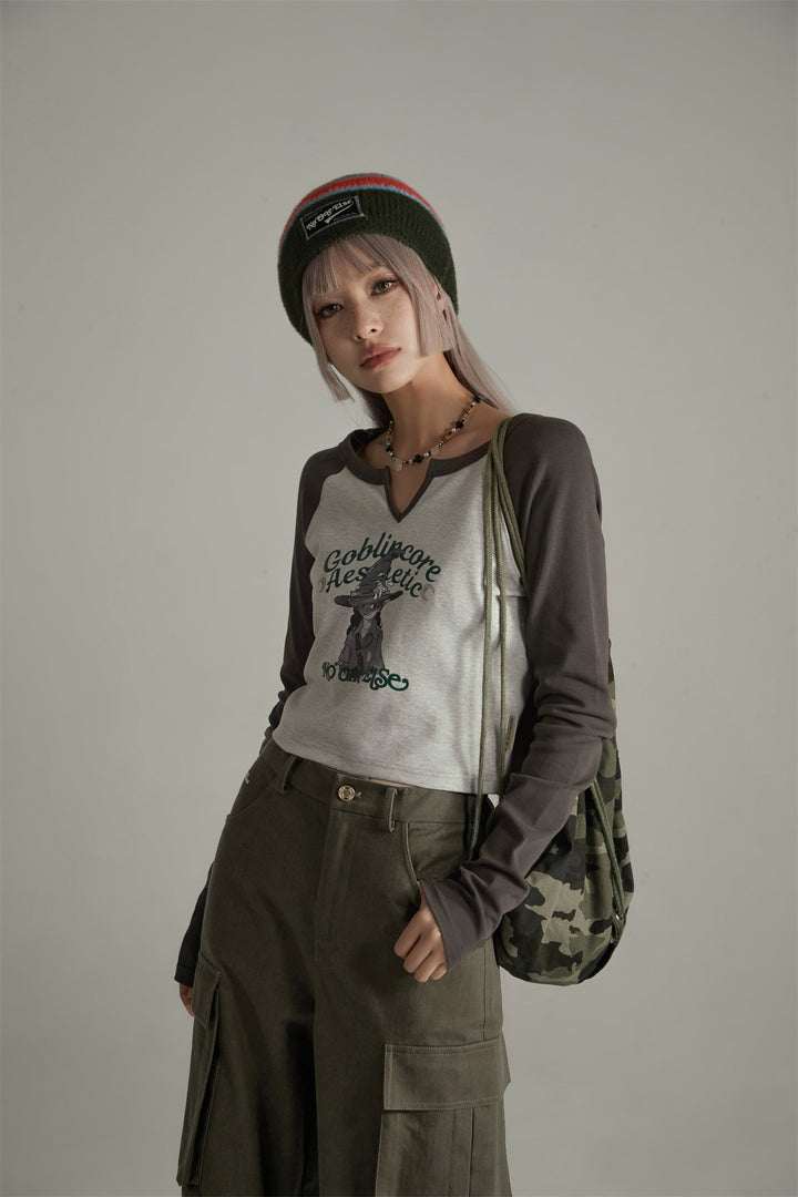 Color Combination Goblin Core Raglan T-Shirt