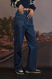 Back-Pockets Front Straight Jeans