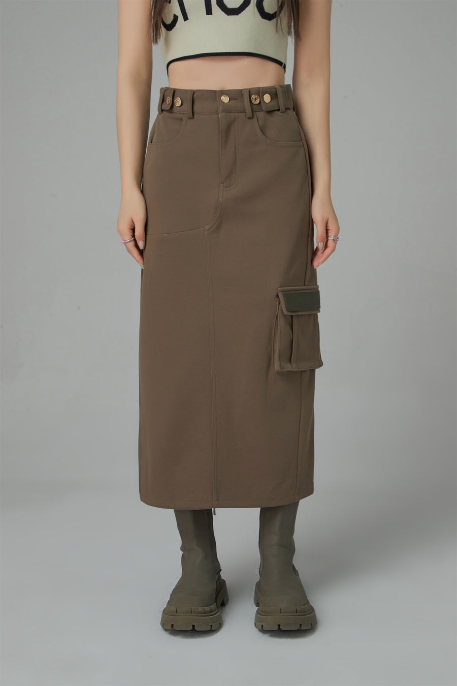 CHUU A New Thing Split A-Line Cargo Skirt