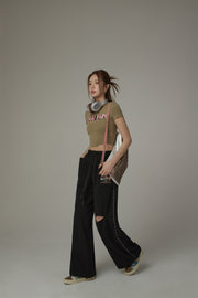 String Wide Slit Pants