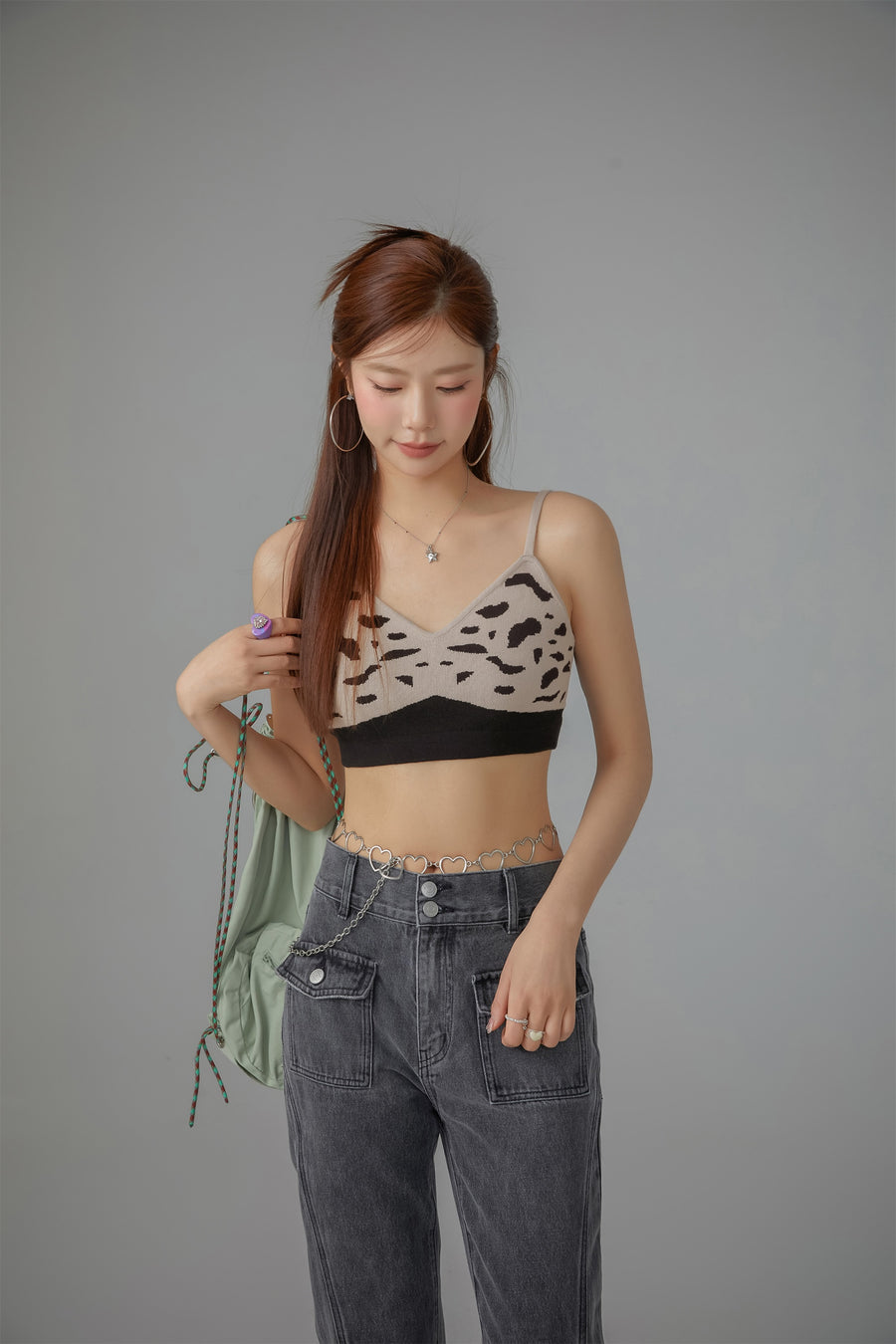 CHUU Printed Sleeveless Knit Bralette Top