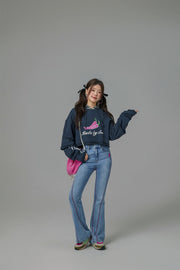 Just Fine Pink Chili Cropped Sweatshirt