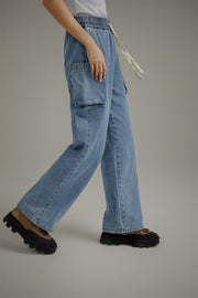 Cotton Pocket String Denim Jeans