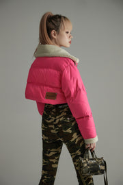 Fleece Collar Crop Padded Jacket