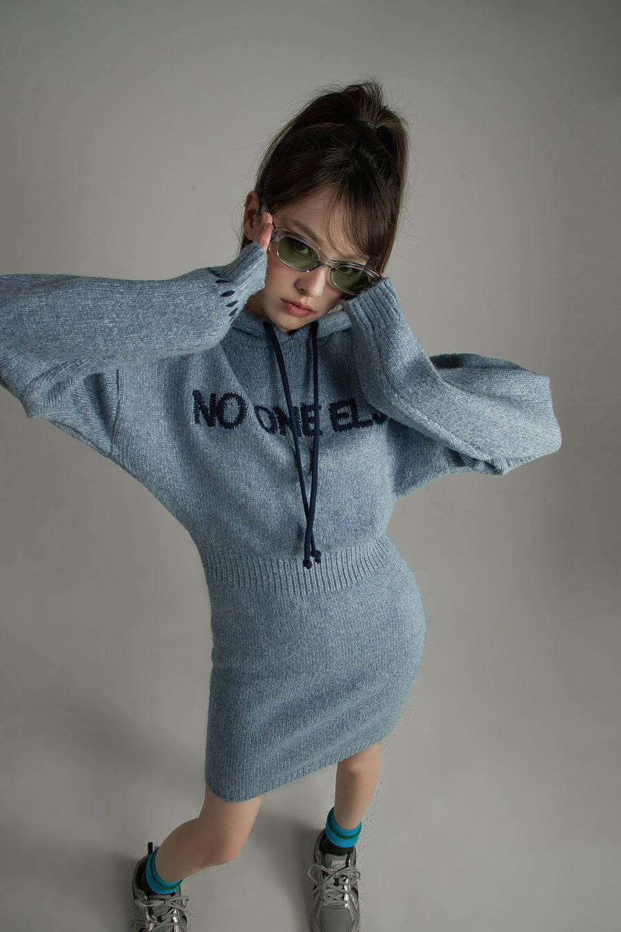 CHUU Cozy Hooded Knit Dress