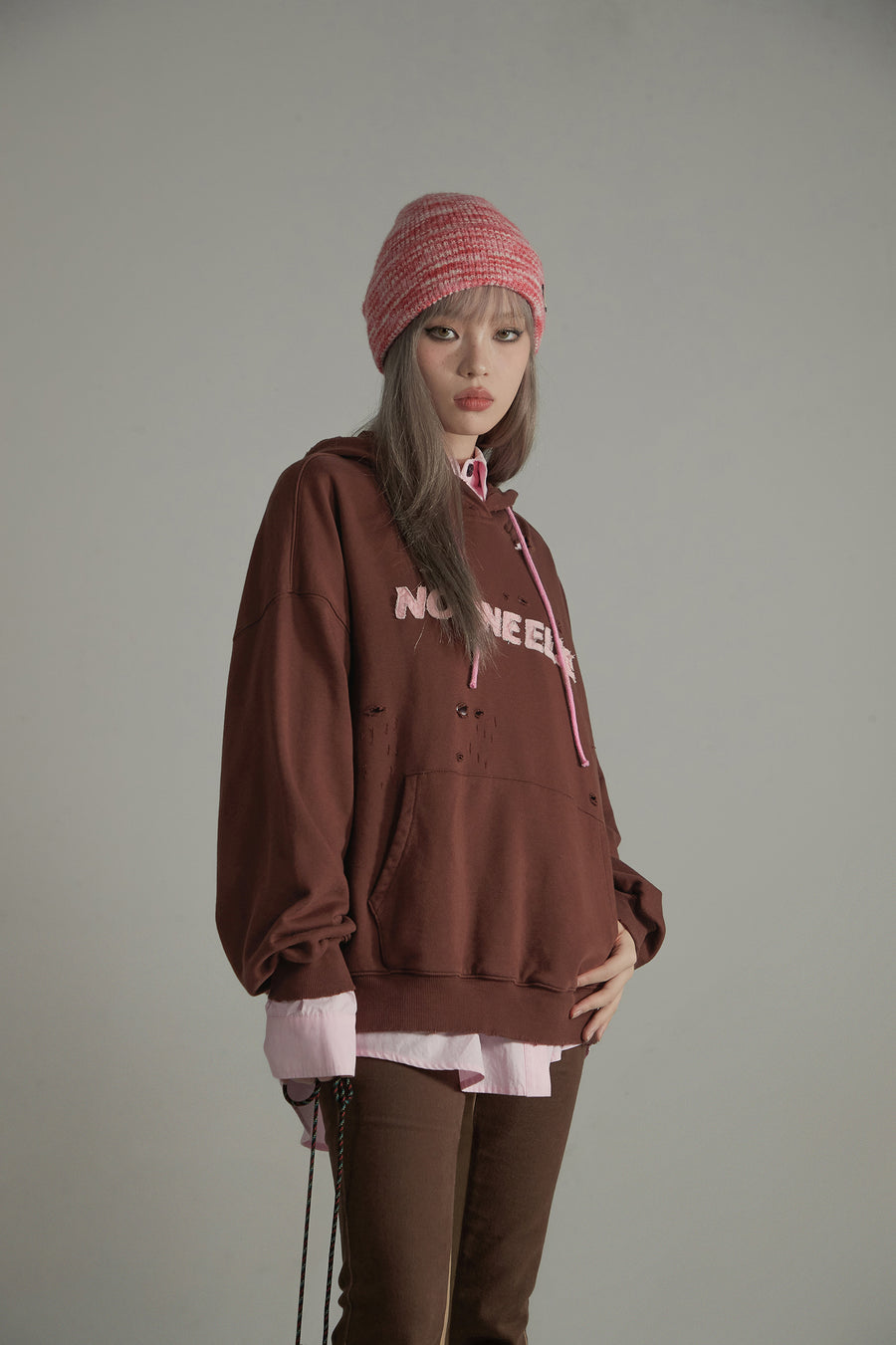 CHUU Punching Loose-Fit Hoodie