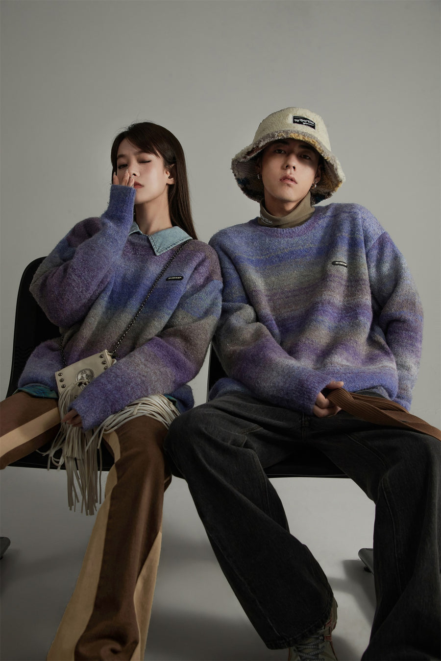 CHUU Gradient Stripe Knit Sweater