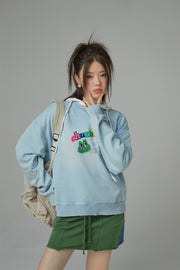 We Are In The Present Frog Logo Loose Fit Sweatshirt