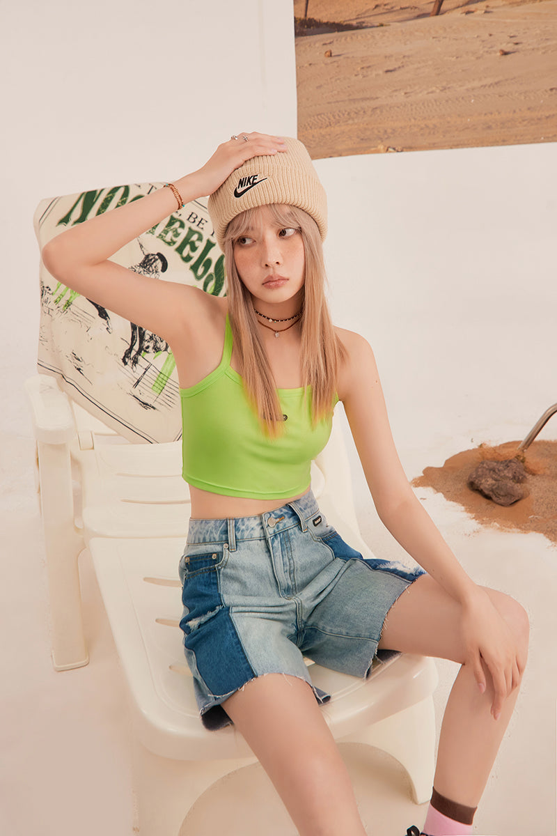 CHUU Color Matching Denim Bermuda Shorts