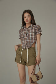 Eyelet Back Cut Out Check Shirt