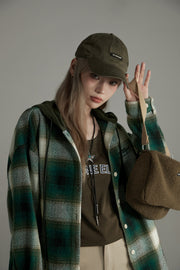 Scottish Check Hooded Shirt