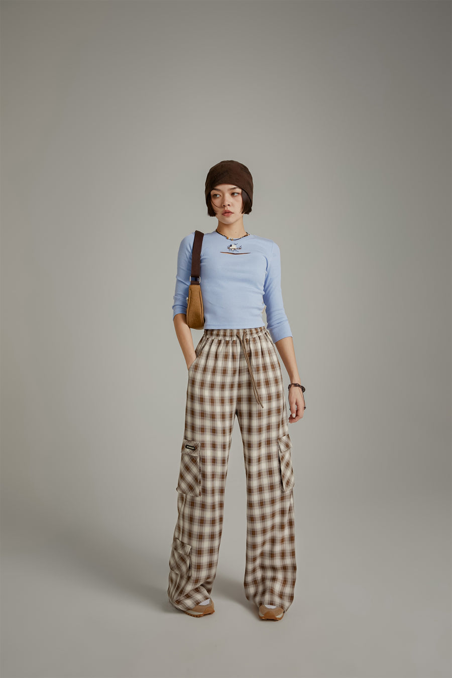 CHUU Check Pocket Wide Pants