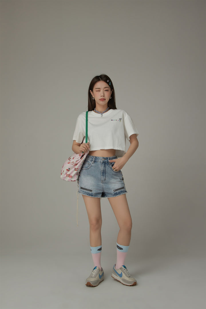 Colored By Chuu Printed Logo Cropped T-Shirt