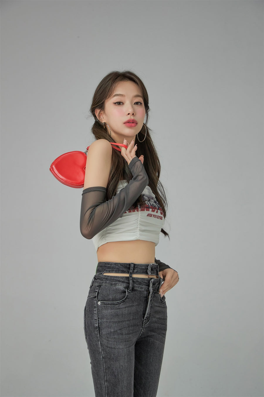 CHUU Shirring Off-Shoulder Long-Sleeves Top