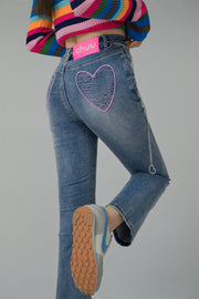 Heart Pocket Bootcut Denim Pants