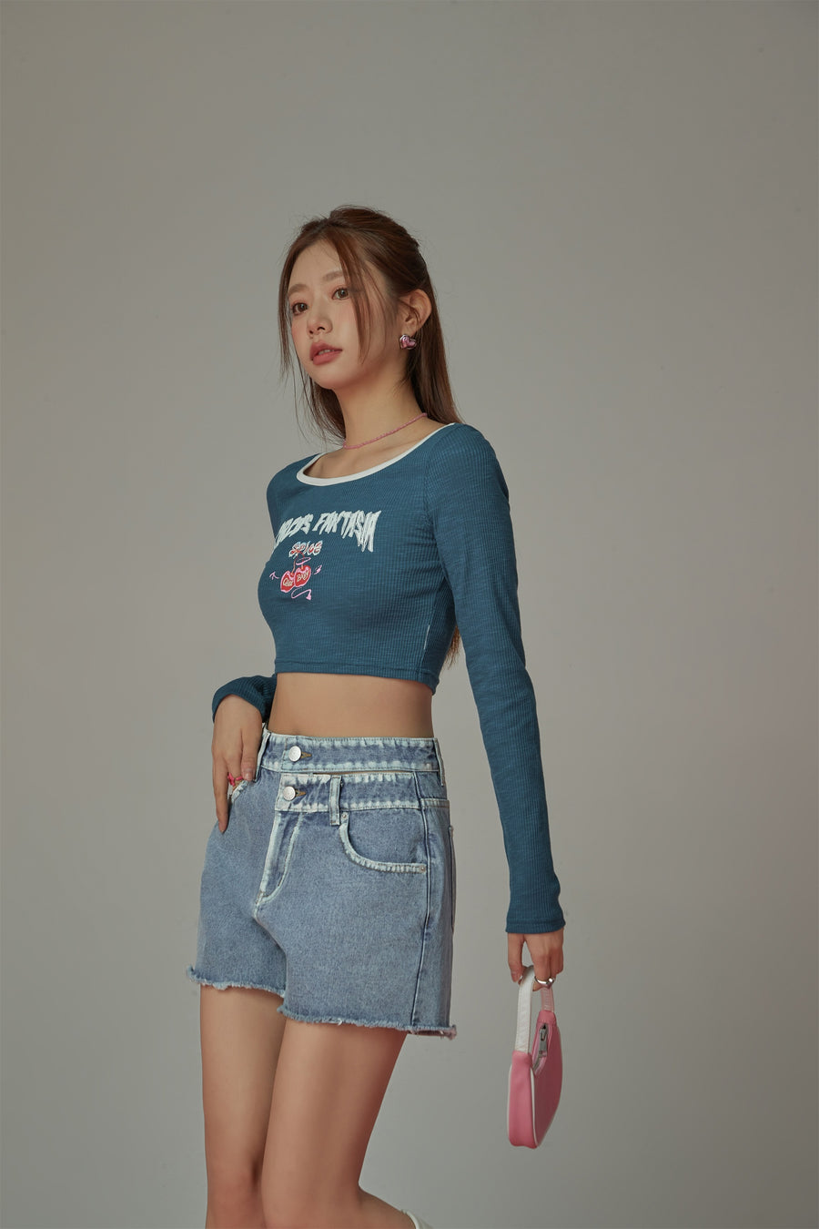 CHUU Washed Half Denim Shorts