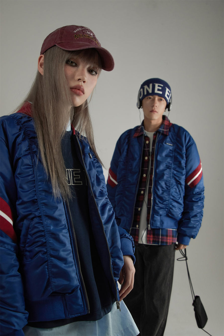 CHUU Satin Sport Bomber Jacket