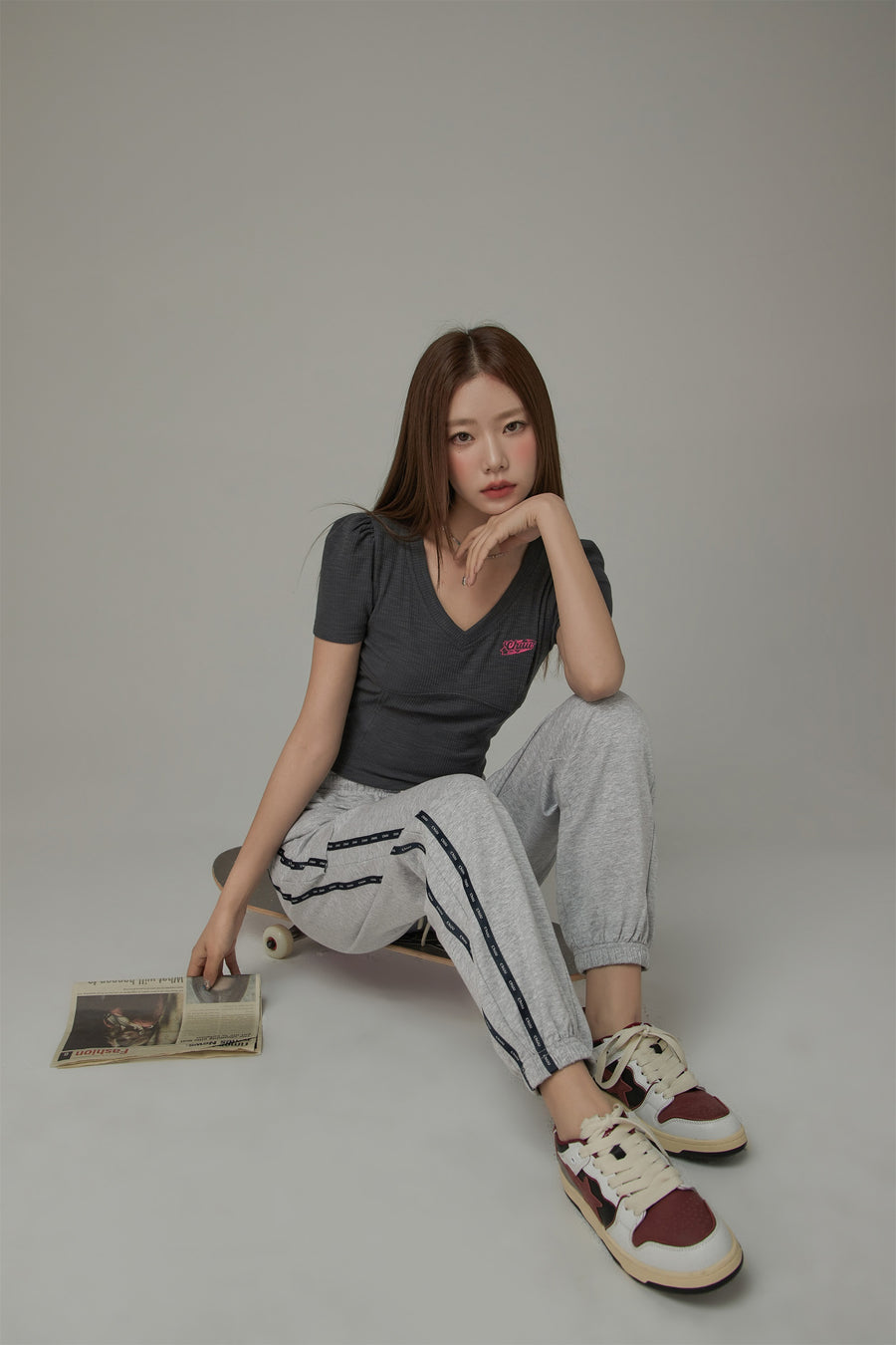 CHUU Distressed String Jogger Sweatpants