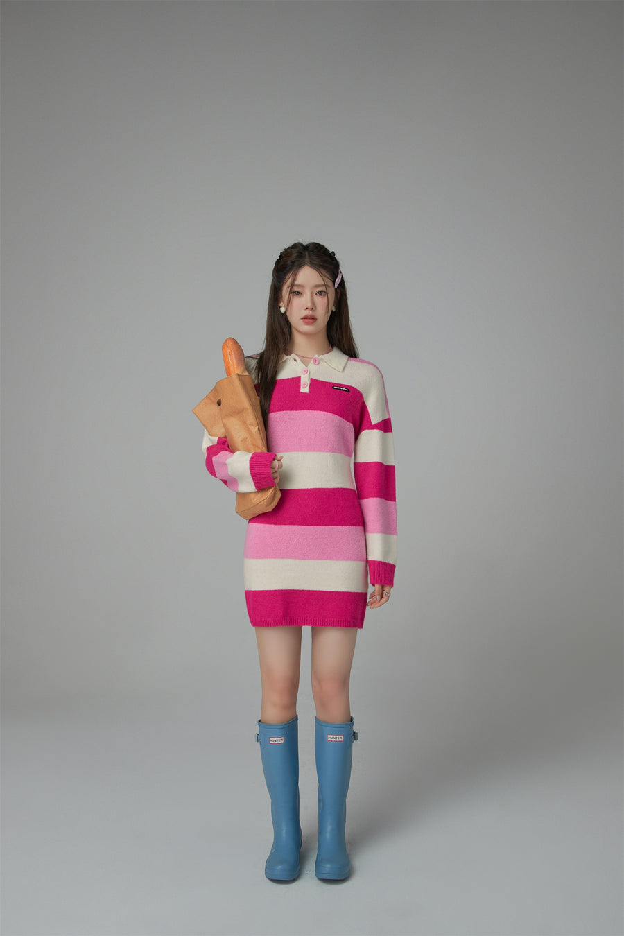 CHUU All I Will Ever Need Striped Knit Dress