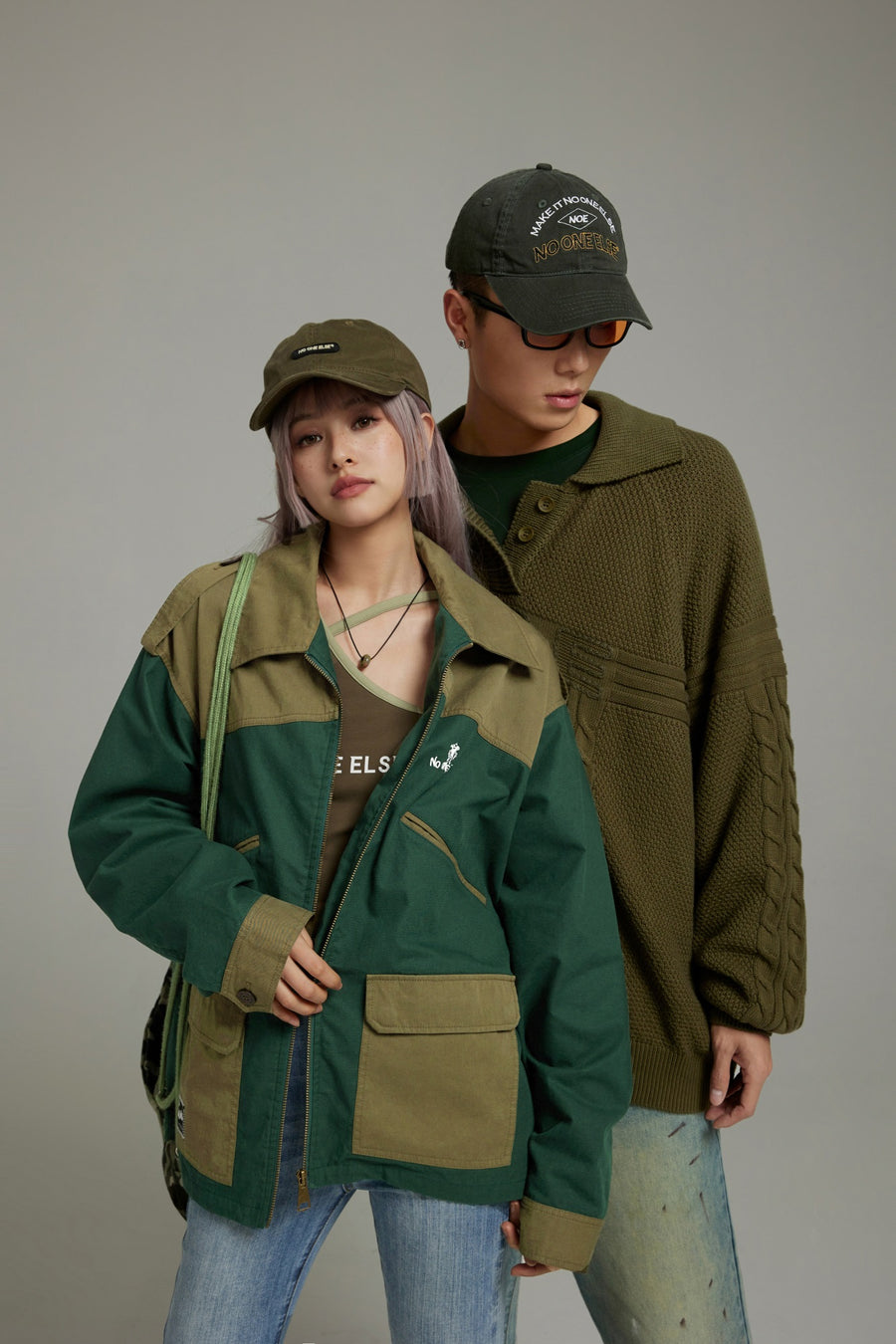 CHUU Color Block Zip-Up Field Jacket