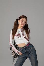 Fluffy Bunny Crop Long-Sleeves Top