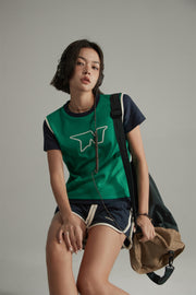 Embroidered Color Two Toned T-Shirt