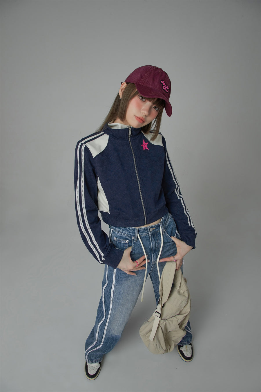 CHUU Whistle Vintage Cropped Zip-Up