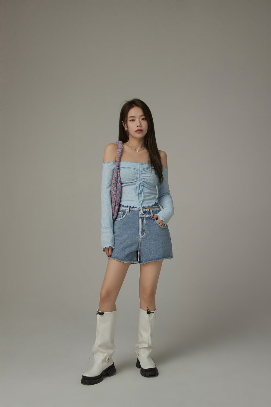 CHUU Shirring Off-Shoulder Top