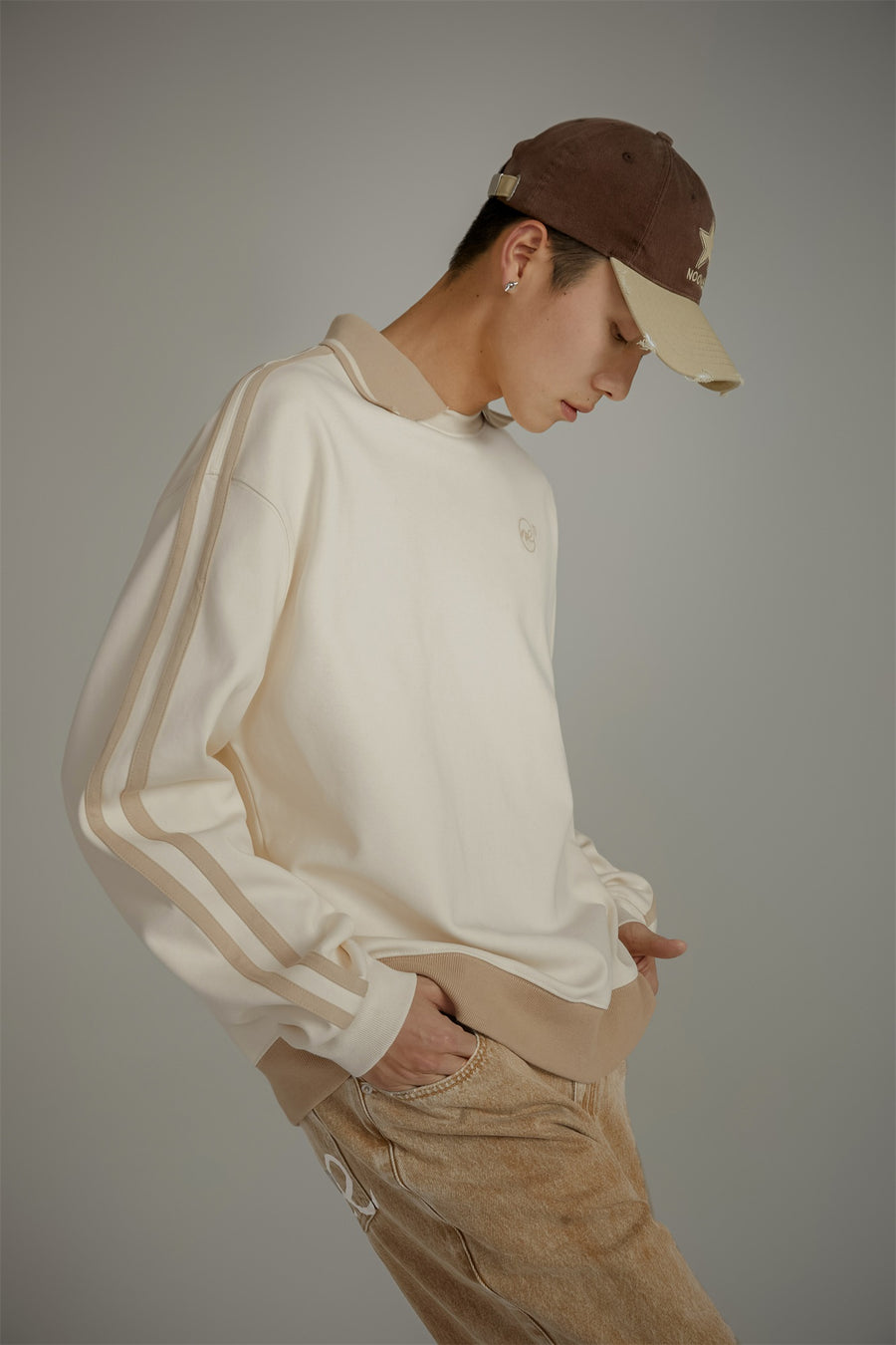 CHUU Polo Collar Loose Fit Sweatshirt