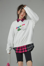 We Are In The Present Frog Logo Loose Fit Sweatshirt