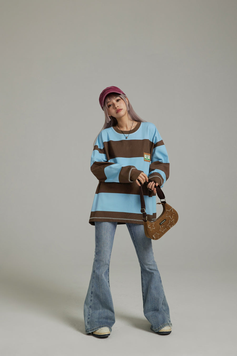 CHUU Round Neck Large Stripes Long-Sleeves Top