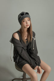 Casual Loose Fit Zip-Up Hoodie