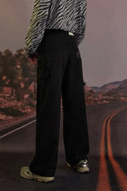 Side Strap Straight Wide Pants